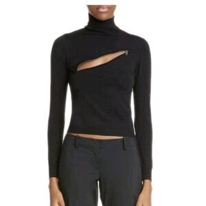 Miaou Black Cutout Turtleneck Sweater